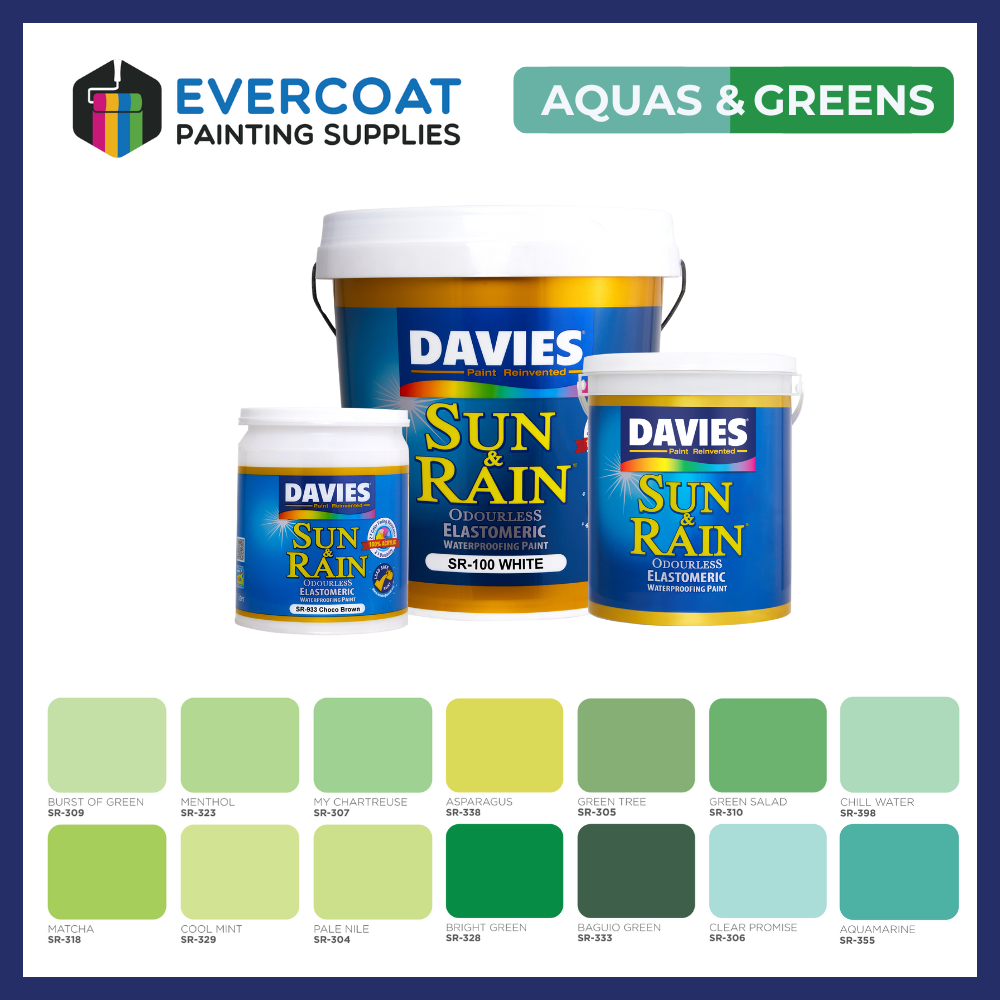 Sun & Rain® 100% Acrylic Elastomeric Paint (Aquas & Greens)