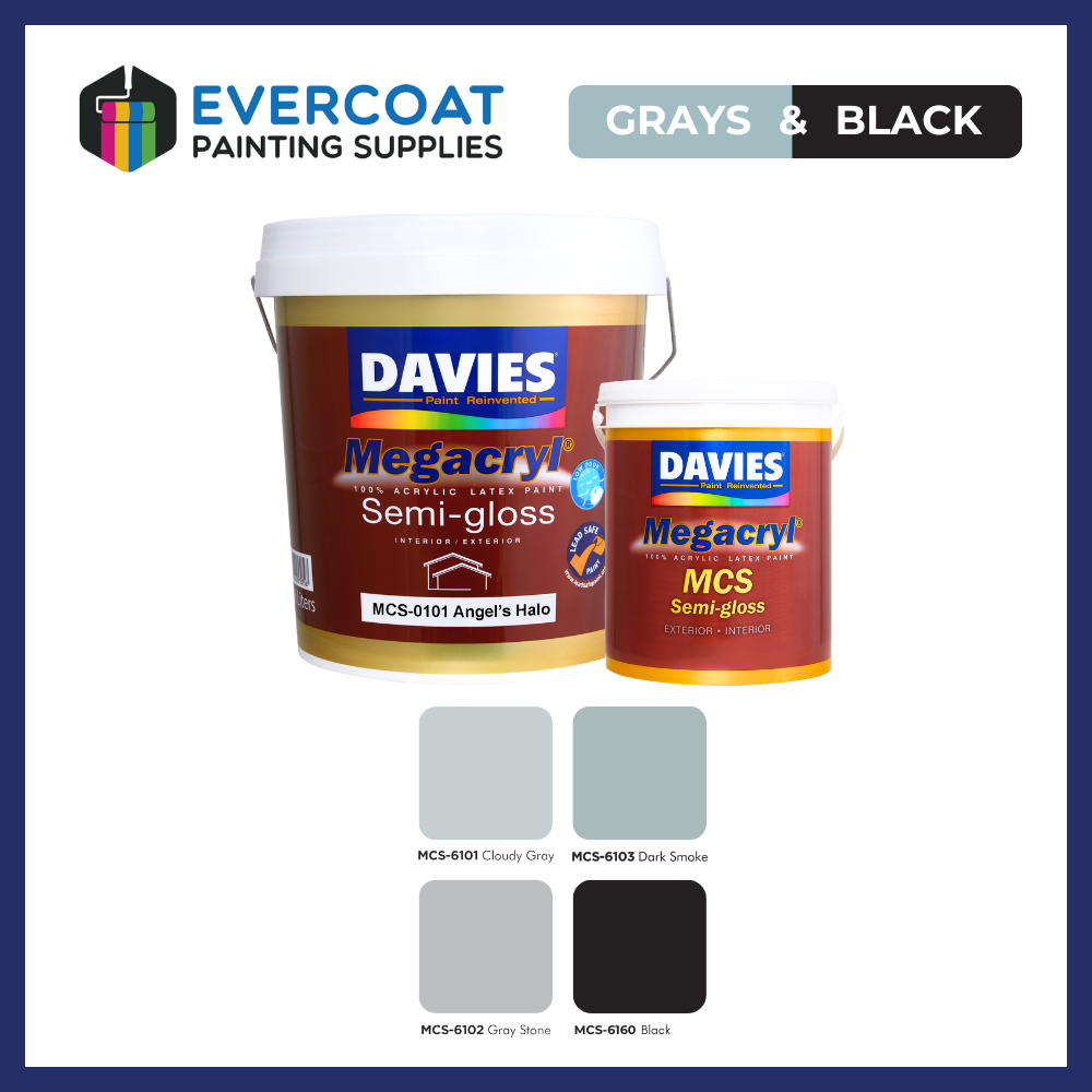 Megacryl® MCS™ Semi Gloss 100% Acrylic Premium Latex Paint (Grays & Blacks)