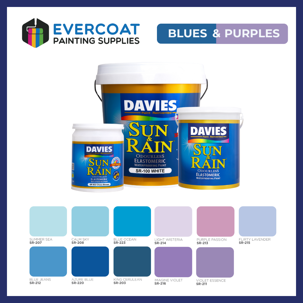 Sun & Rain® 100% Acrylic Elastomeric Paint (Blues & Purples)