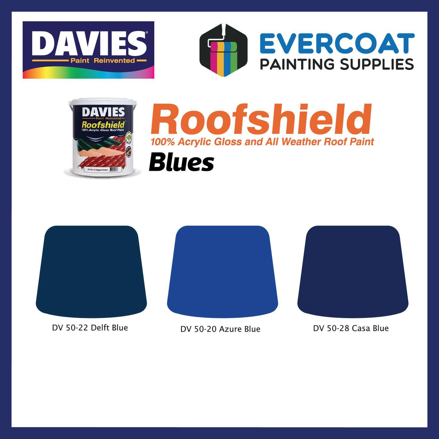 Davies Roofshield® 100% Acrylic Gloss Roof Paint (Blues)