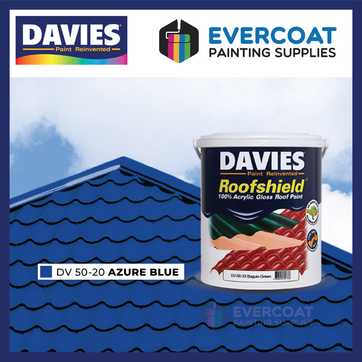 Davies Roofshield® 100% Acrylic Gloss Roof Paint (Blues)