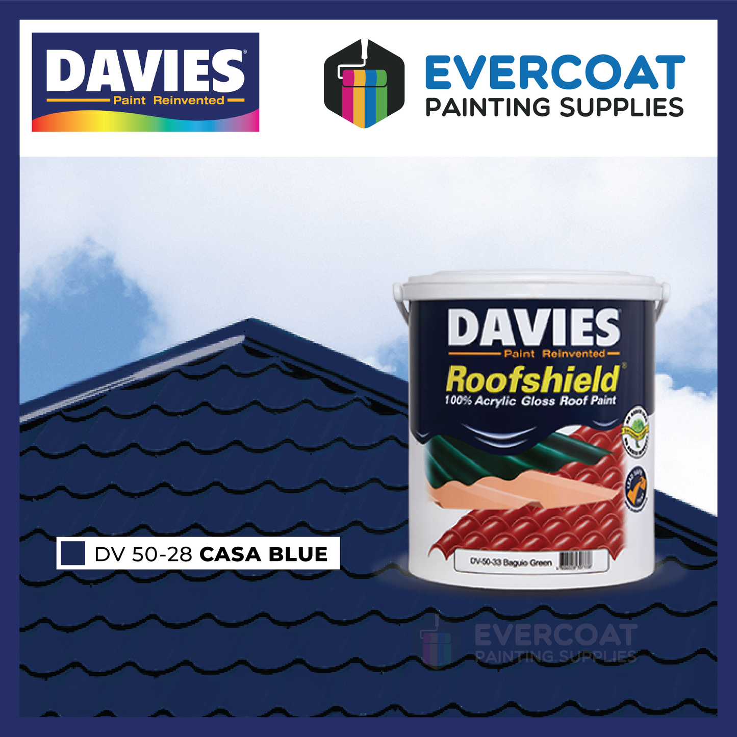 Davies Roofshield® 100% Acrylic Gloss Roof Paint (Blues)