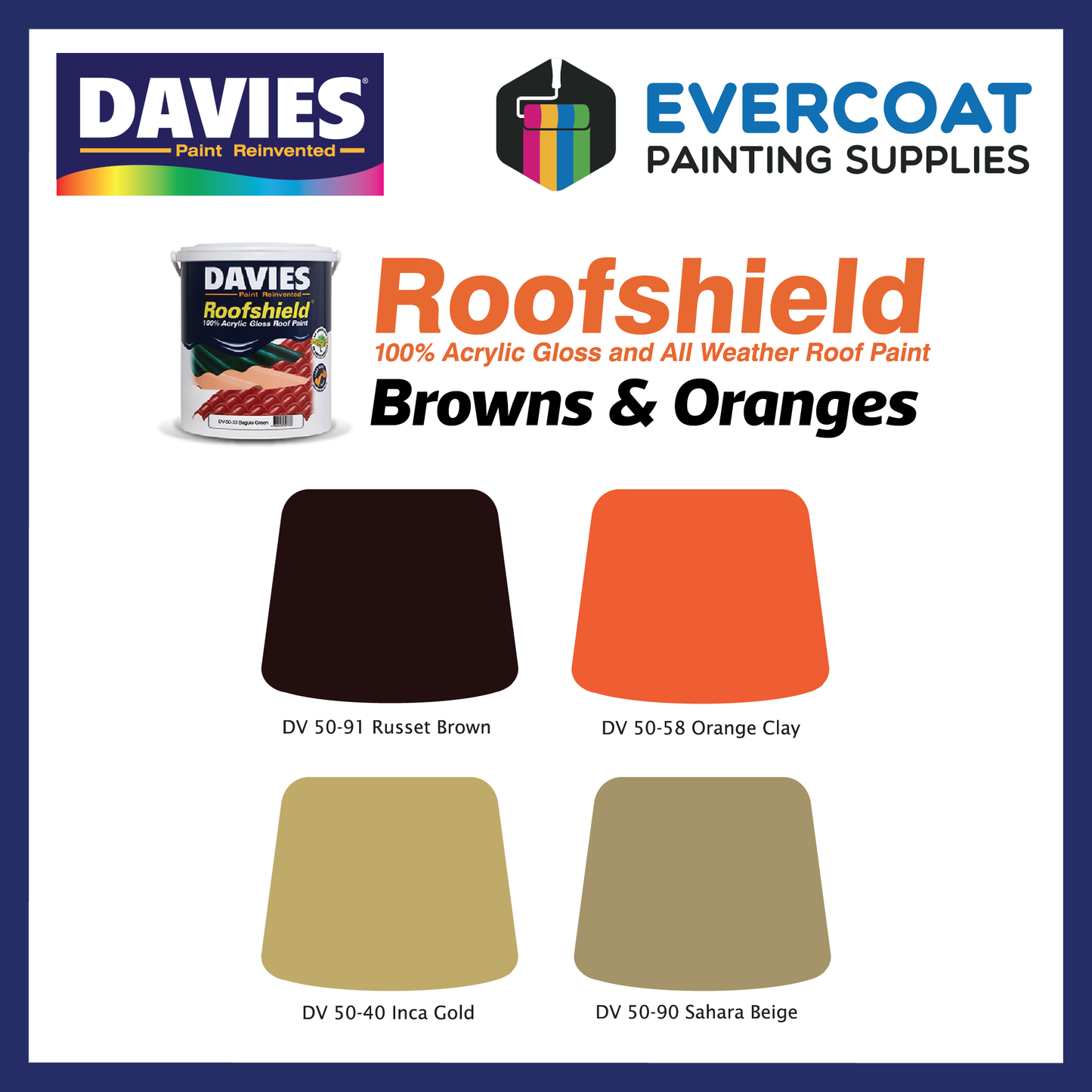 Davies Roofshield® 100% Acrylic Gloss Roof Paint (Browns & Oranges)