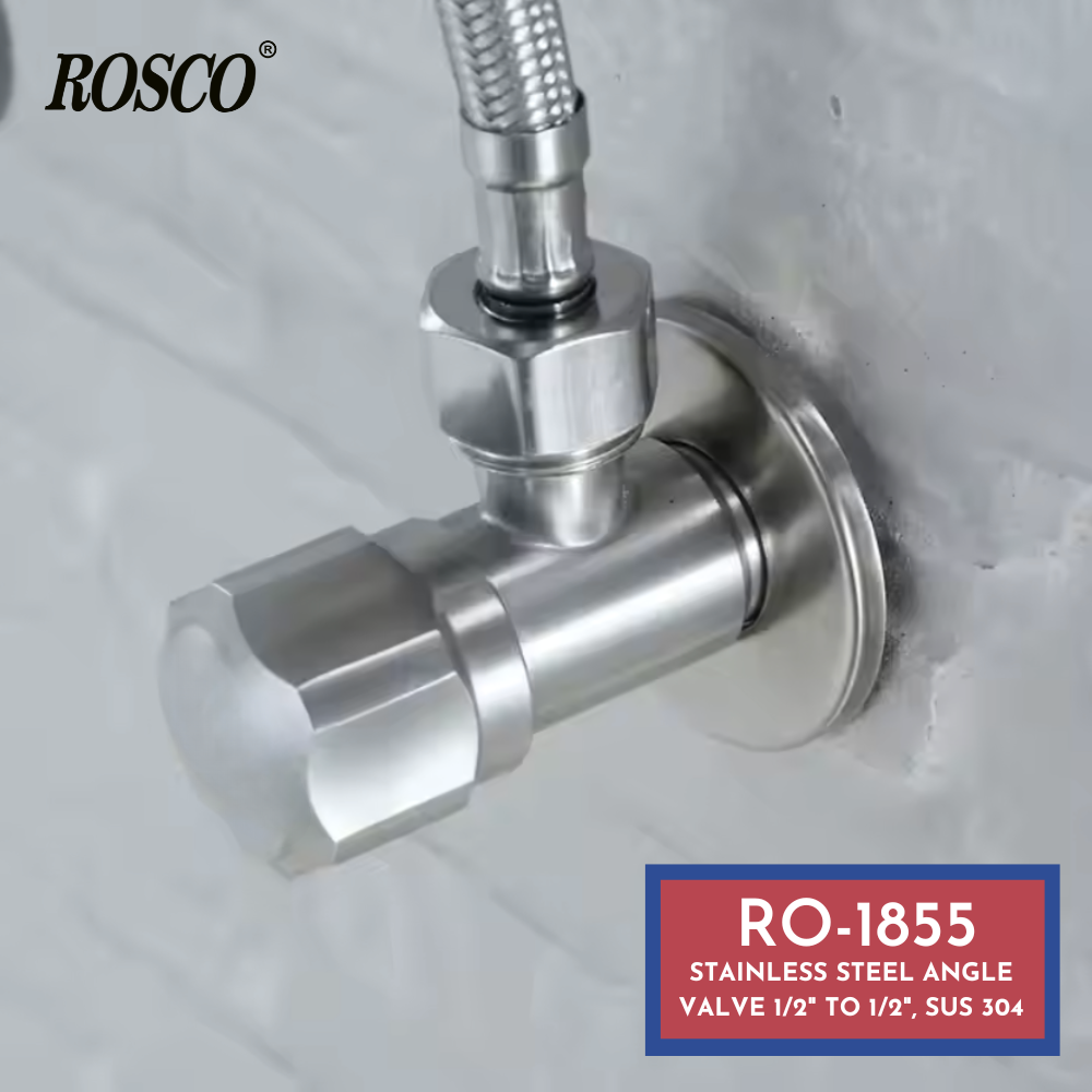 RO-1855 Rosco Stainless Steel Angle Valve 1/2" to 1/2", SUS 304