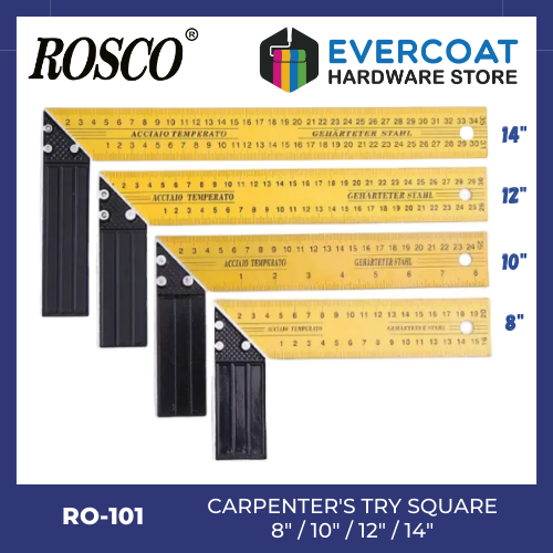 RO-101 Rosco Carpenter Try Square or L Ruler 8" / 10" / 12" / 14"