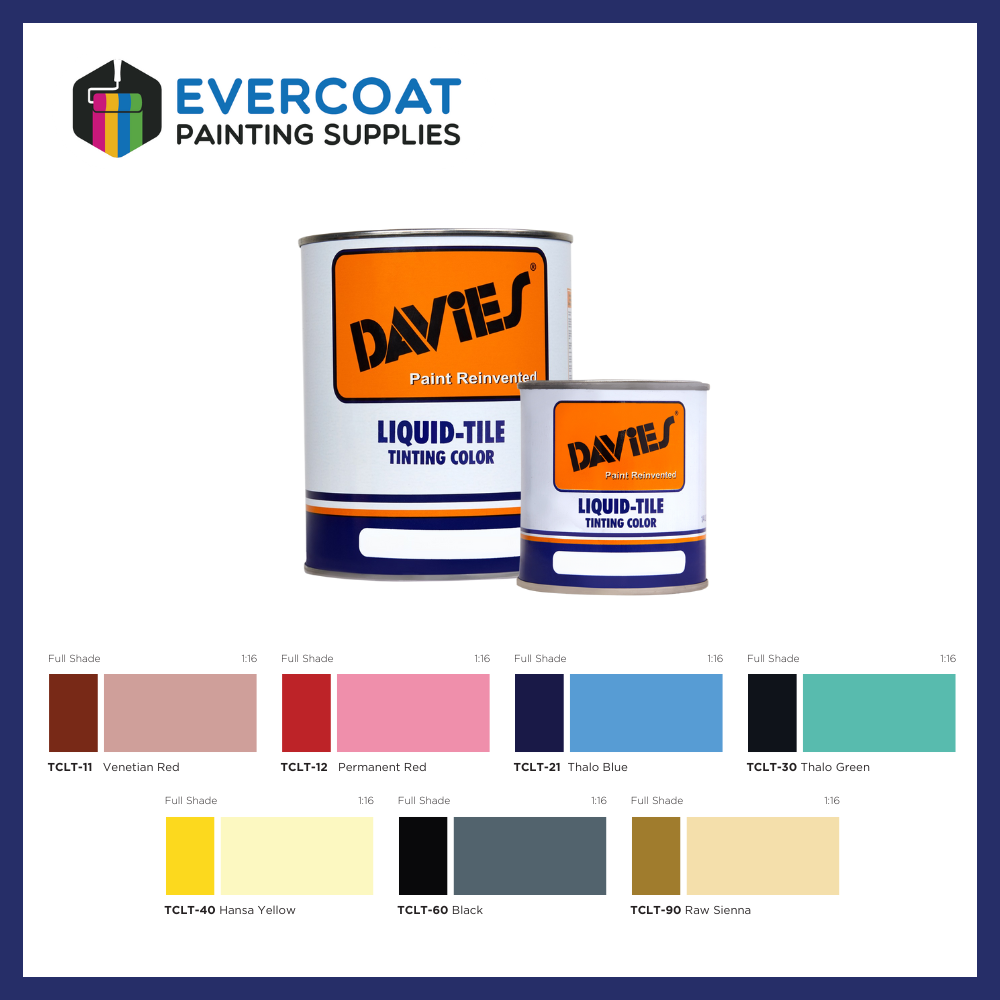 Davies Liquid Tile Tinting Colors – Evercoat Painting Supplies