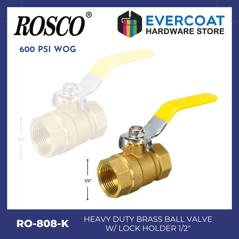 RO-808 K Rosco Heavy Duty Brass Ball Valve w/ Lock Holder 1/2" OR 3/4"