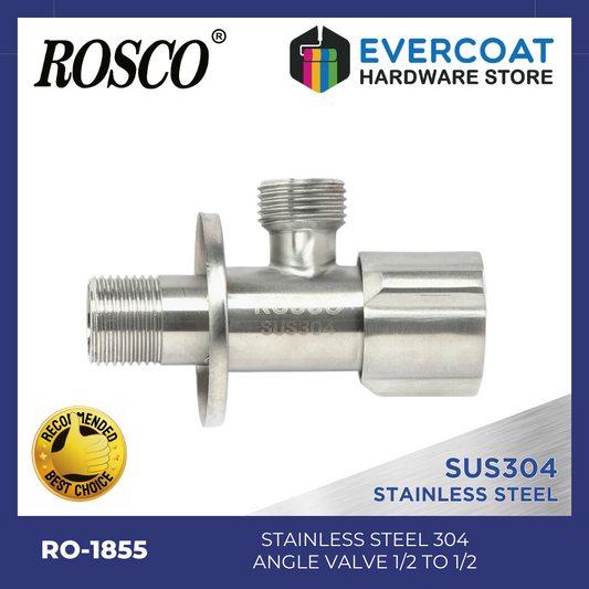 RO-1855 Rosco Stainless Steel Angle Valve 1/2" to 1/2", SUS 304