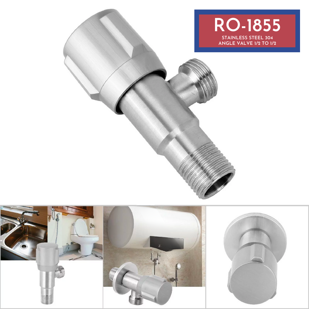 RO-1855 Rosco Stainless Steel Angle Valve 1/2" to 1/2", SUS 304