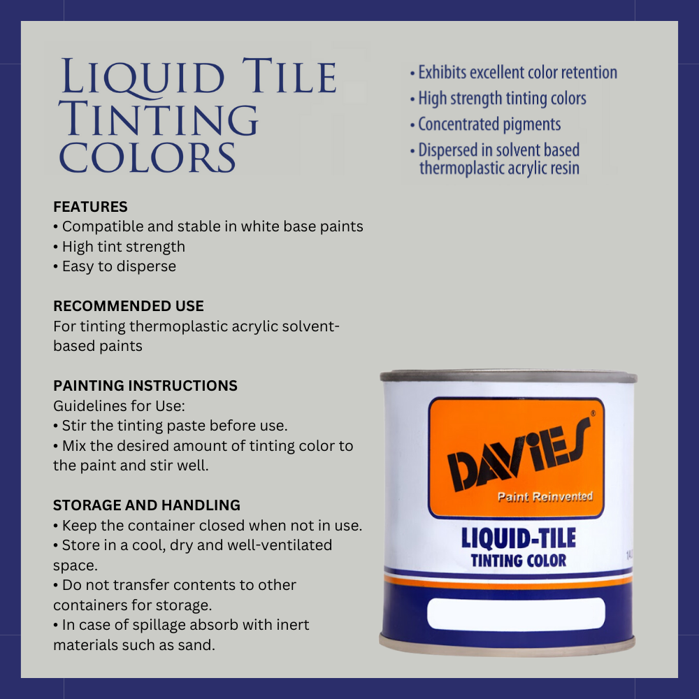 Davies Liquid Tile Tinting Colors – Evercoat Painting Supplies