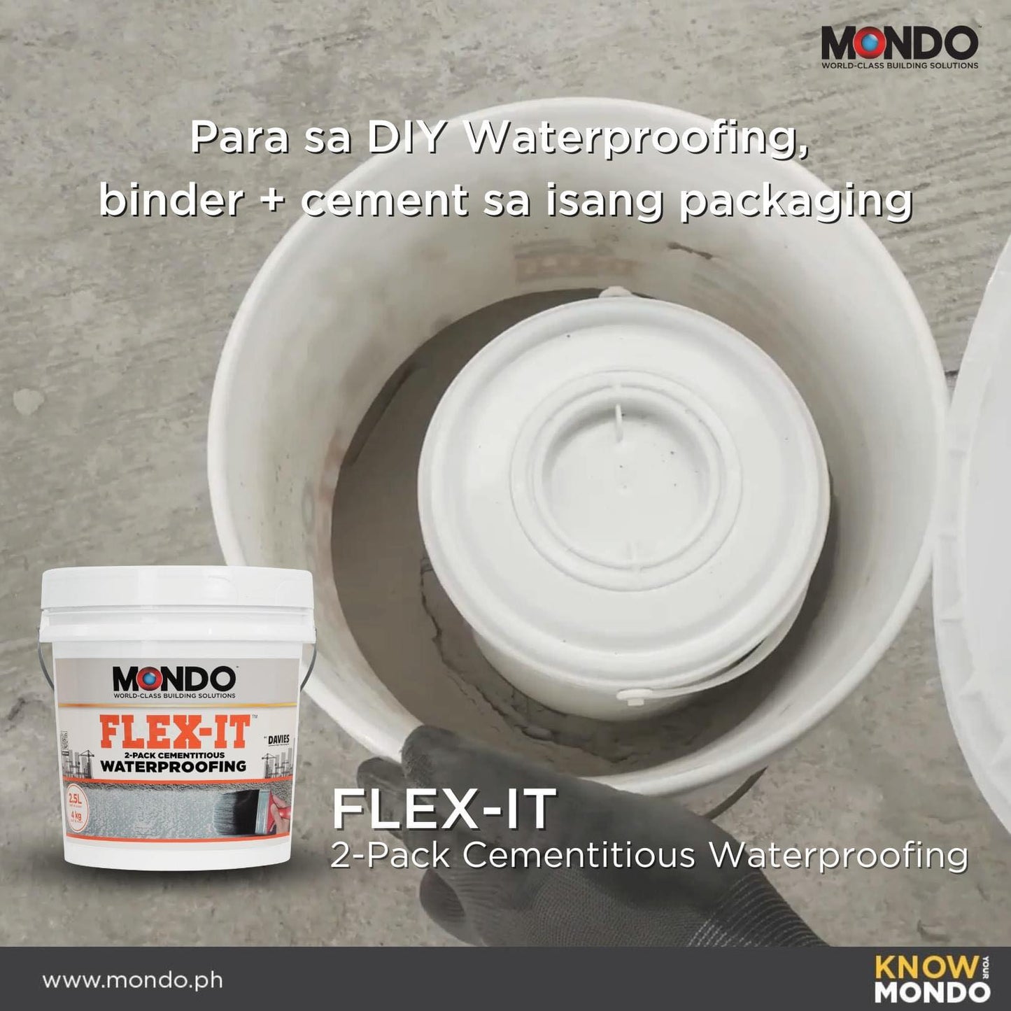 Mondo Flex-It 2-Component Cementitious Waterproofing System