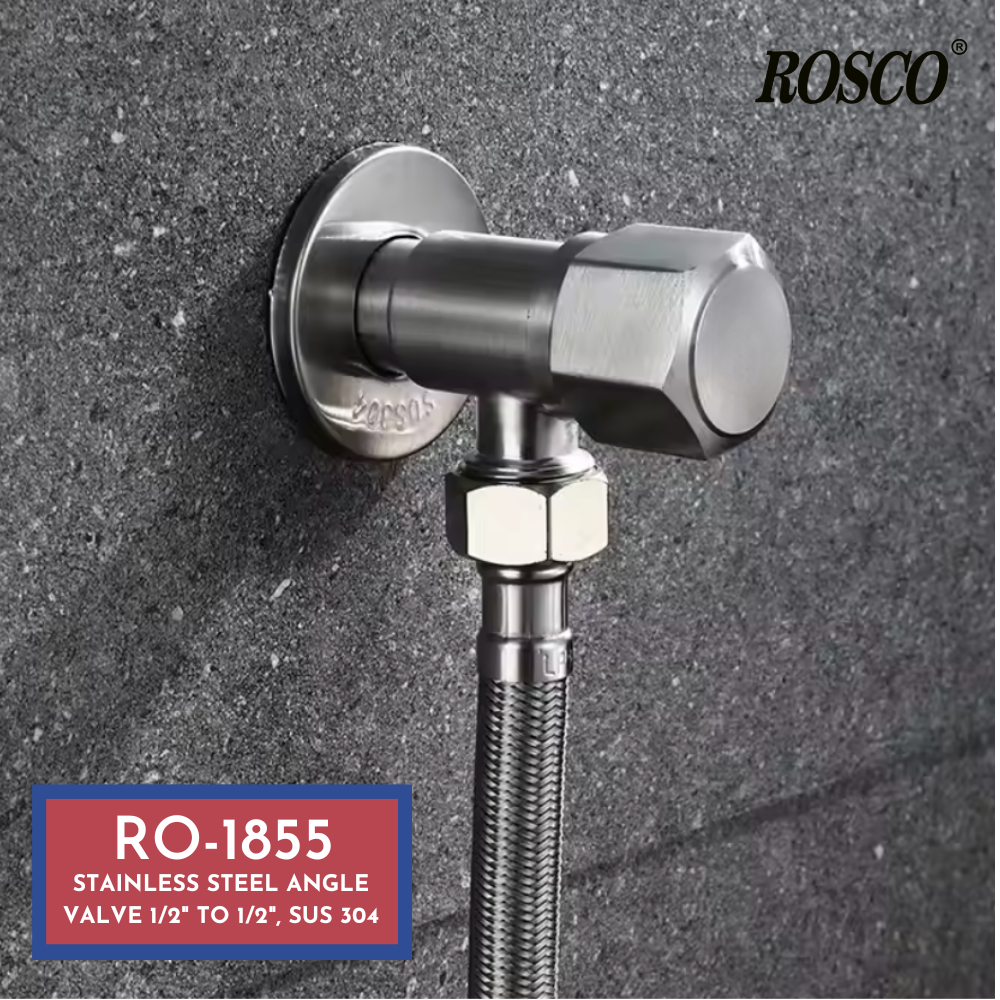 RO-1855 Rosco Stainless Steel Angle Valve 1/2" to 1/2", SUS 304
