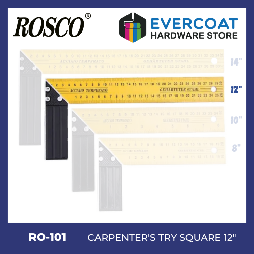RO-101 Rosco Carpenter Try Square or L Ruler 8" / 10" / 12" / 14"